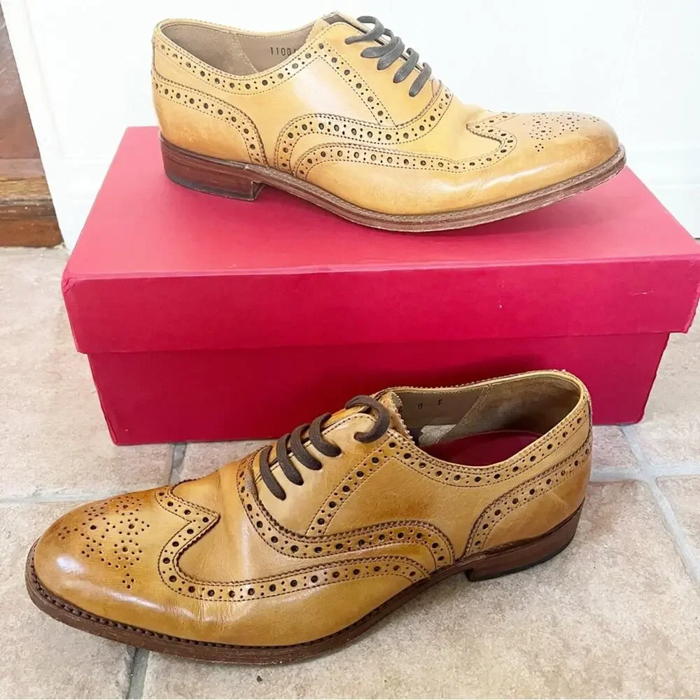 GRENSON Archie Triple Welt Men’s Dress Shoe in Cognac Size